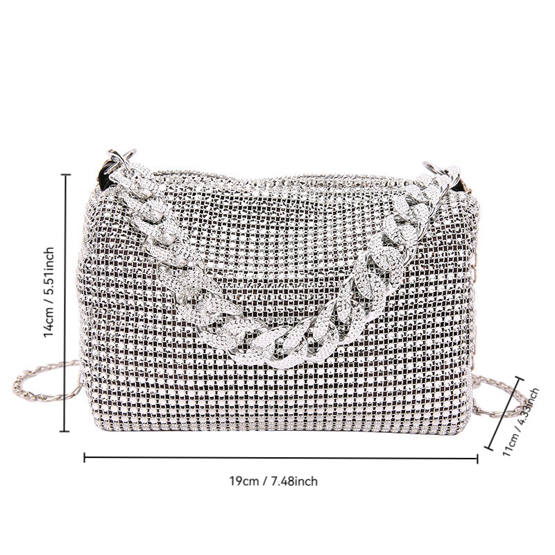 Glitter Shoulder Bag for Women Clutch Bag Underarm Bag Rhinestone Crossbody Bag Evening Bag for Wedding Party Club