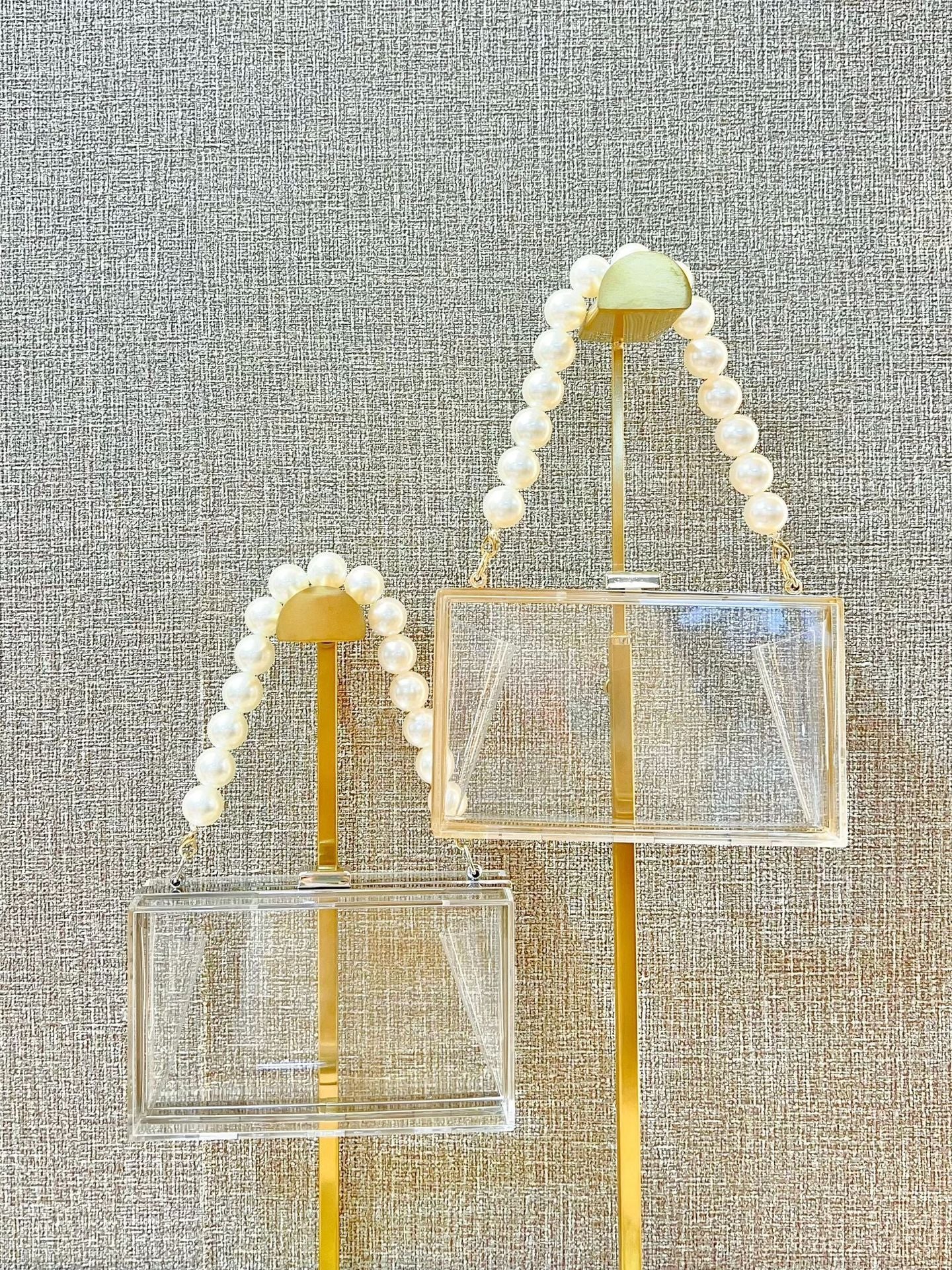 Women Clear Purse Acrylic Box Clutch Handbag, Small Transparent Crossbody Evening Bag Stadium Approved Gold Chain Strap