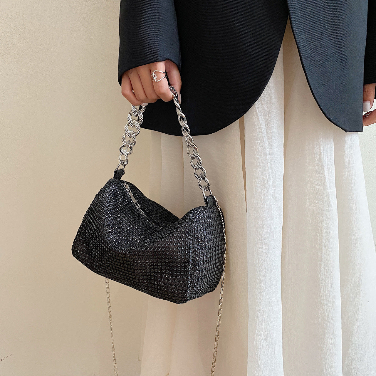 Glitter Shoulder Bag for Women Clutch Bag Underarm Bag Rhinestone Crossbody Bag Evening Bag for Wedding Party Club