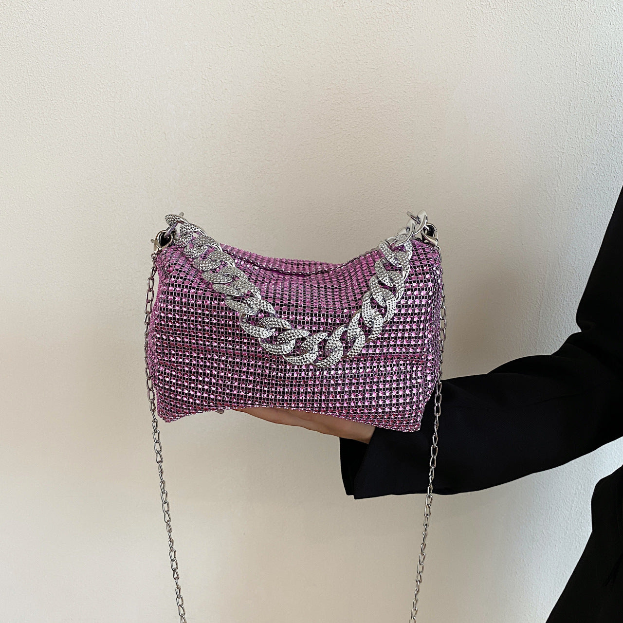 Glitter Shoulder Bag for Women Clutch Bag Underarm Bag Rhinestone Crossbody Bag Evening Bag for Wedding Party Club