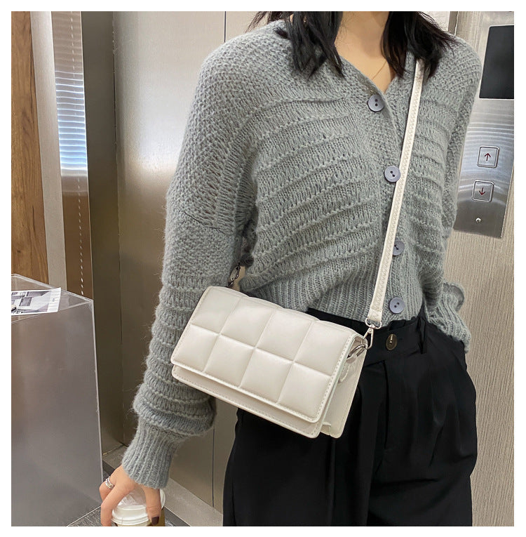 Literary Single-Shoulder Bag Minority Design Grid Plaid Crossbody Bag for Women Pink Bag for Women