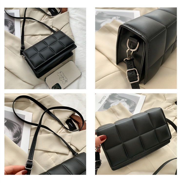 Literary Single-Shoulder Bag Minority Design Grid Plaid Crossbody Bag for Women Pink Bag for Women