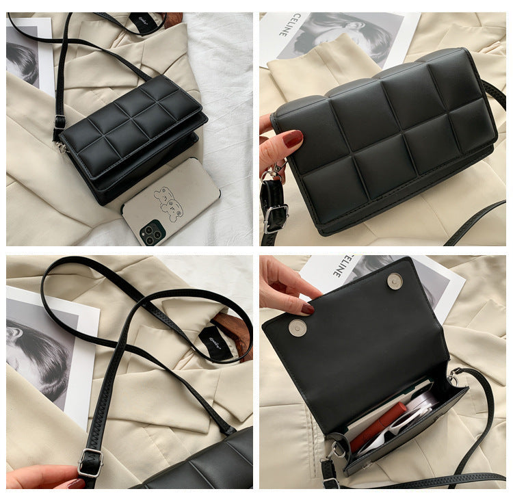 Literary Single-Shoulder Bag Minority Design Grid Plaid Crossbody Bag for Women Pink Bag for Women