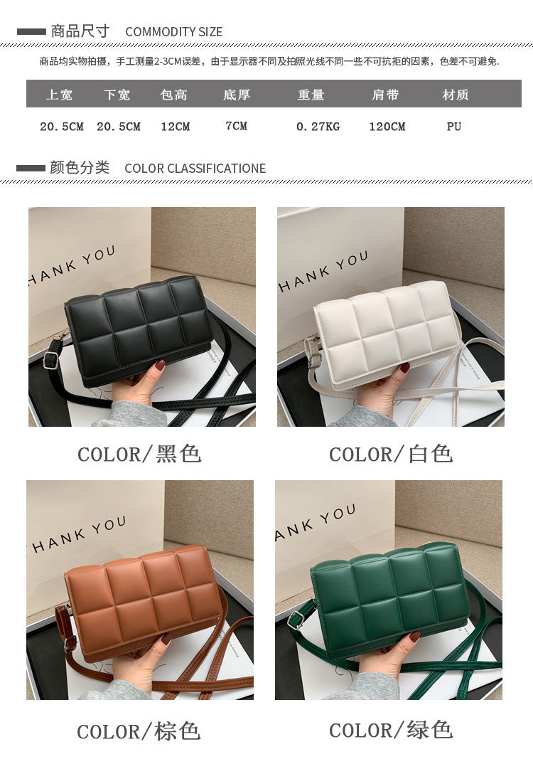 Literary Single-Shoulder Bag Minority Design Grid Plaid Crossbody Bag for Women Pink Bag for Women