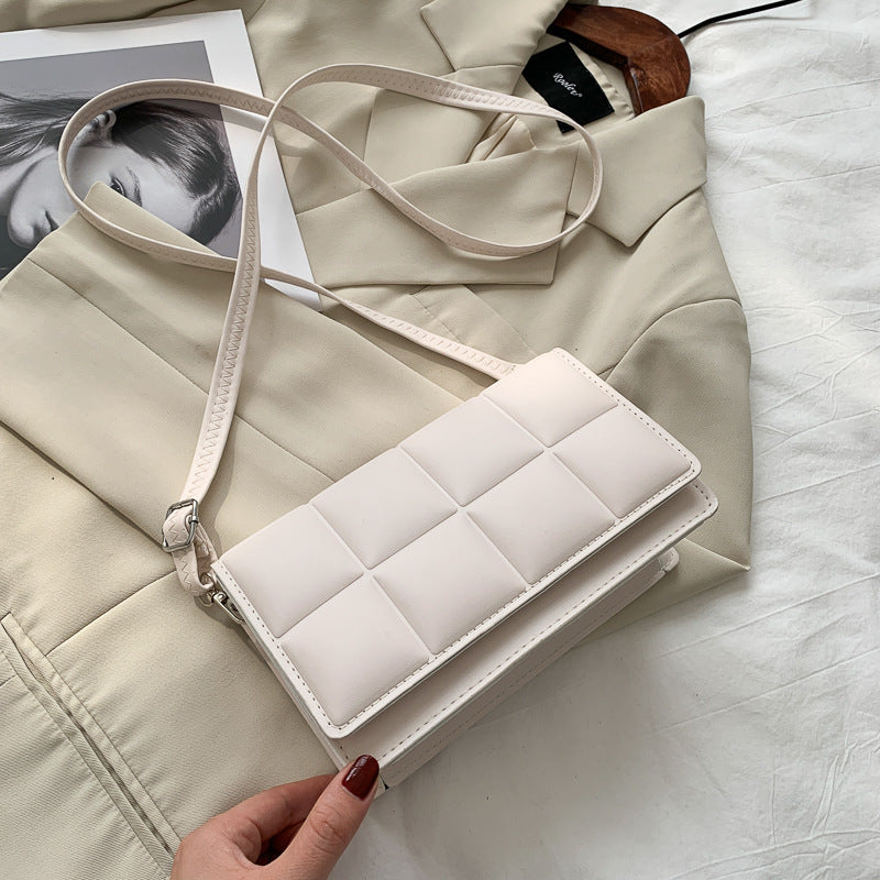 Literary Single-Shoulder Bag Minority Design Grid Plaid Crossbody Bag for Women Pink Bag for Women