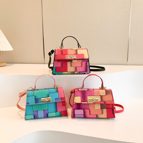 Geometric color blocked handbag, simple and fashionable single shoulder crossbody bag, is an exquisite gift for Thanksgiving, Christmas, New Year, Valentine's Day, Mother's Day or any other holiday or commemorative day