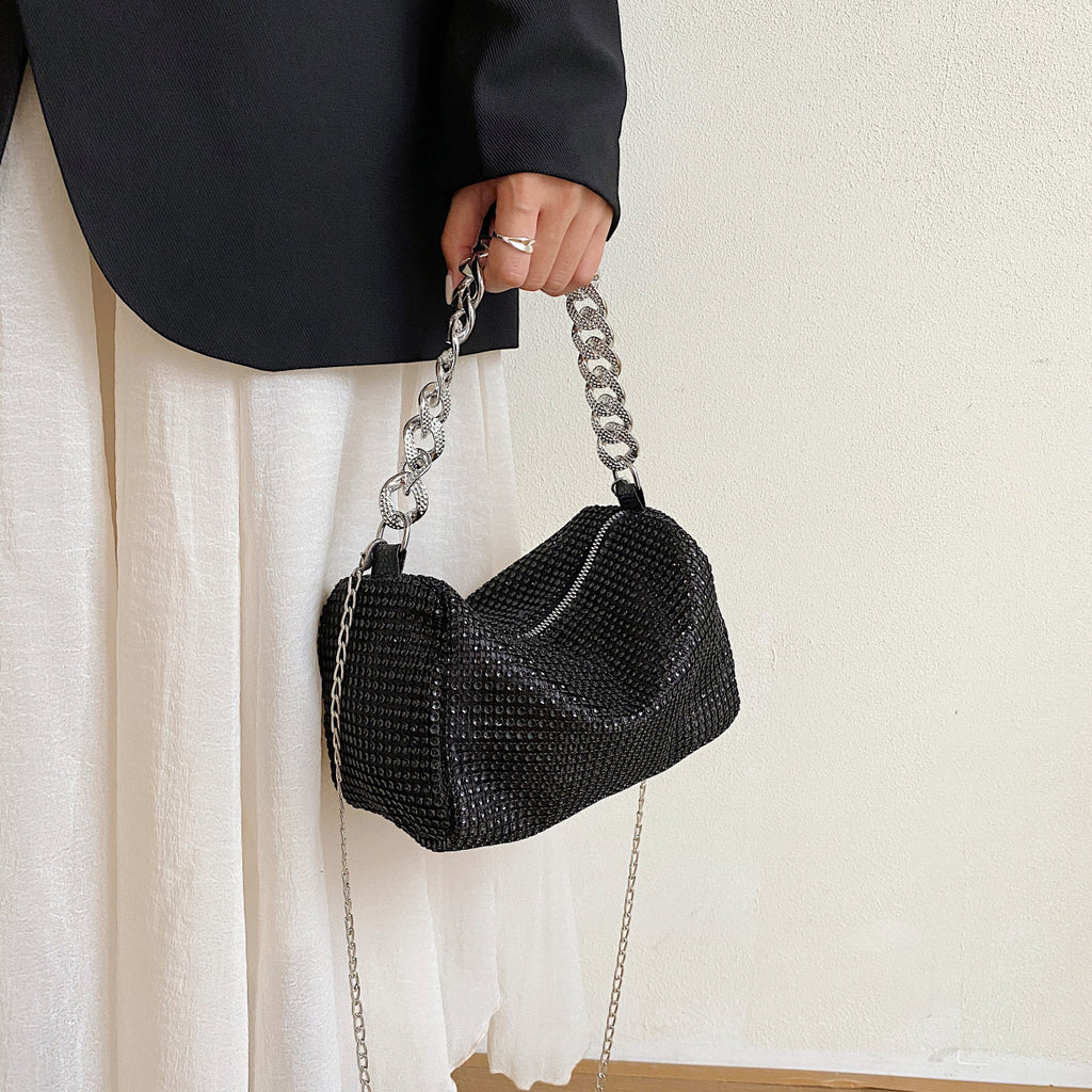 Glitter Shoulder Bag for Women Clutch Bag Underarm Bag Rhinestone Crossbody Bag Evening Bag for Wedding Party Club