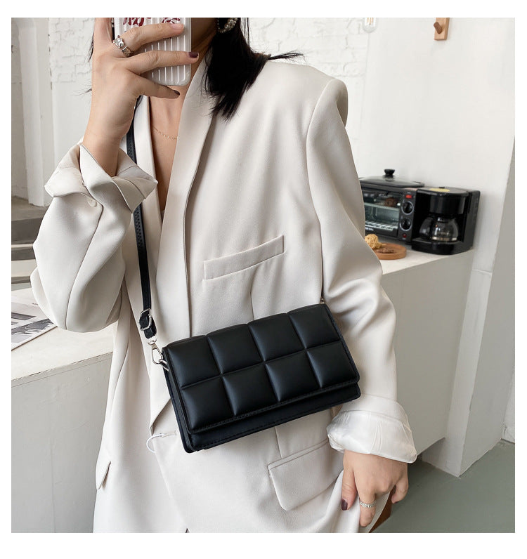 Literary Single-Shoulder Bag Minority Design Grid Plaid Crossbody Bag for Women Pink Bag for Women