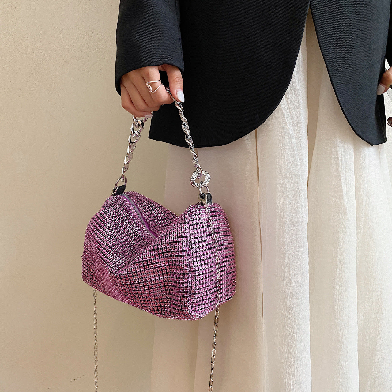 Glitter Shoulder Bag for Women Clutch Bag Underarm Bag Rhinestone Crossbody Bag Evening Bag for Wedding Party Club