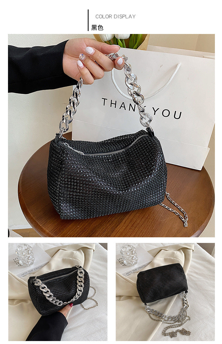 Glitter Shoulder Bag for Women Clutch Bag Underarm Bag Rhinestone Crossbody Bag Evening Bag for Wedding Party Club