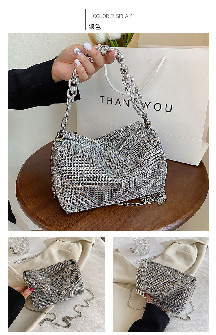 Glitter Shoulder Bag for Women Clutch Bag Underarm Bag Rhinestone Crossbody Bag Evening Bag for Wedding Party Club