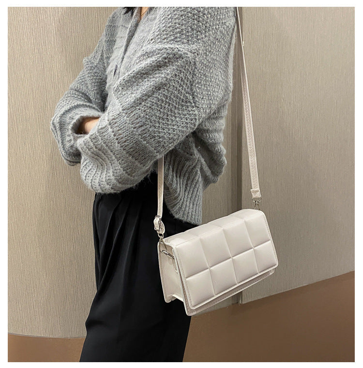 Literary Single-Shoulder Bag Minority Design Grid Plaid Crossbody Bag for Women Pink Bag for Women