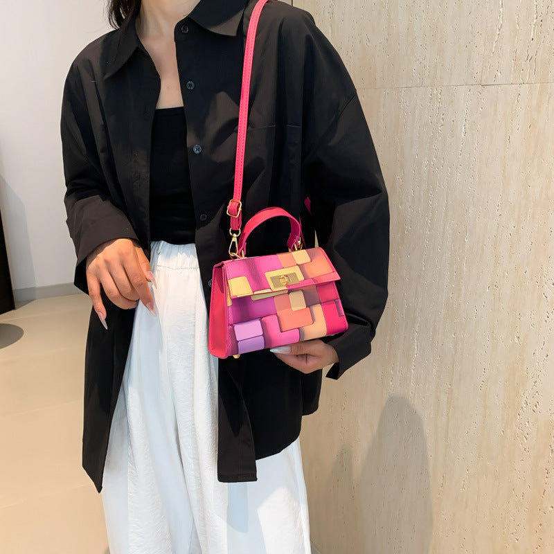 Geometric color blocked handbag, simple and fashionable single shoulder crossbody bag, is an exquisite gift for Thanksgiving, Christmas, New Year, Valentine's Day, Mother's Day or any other holiday or commemorative day
