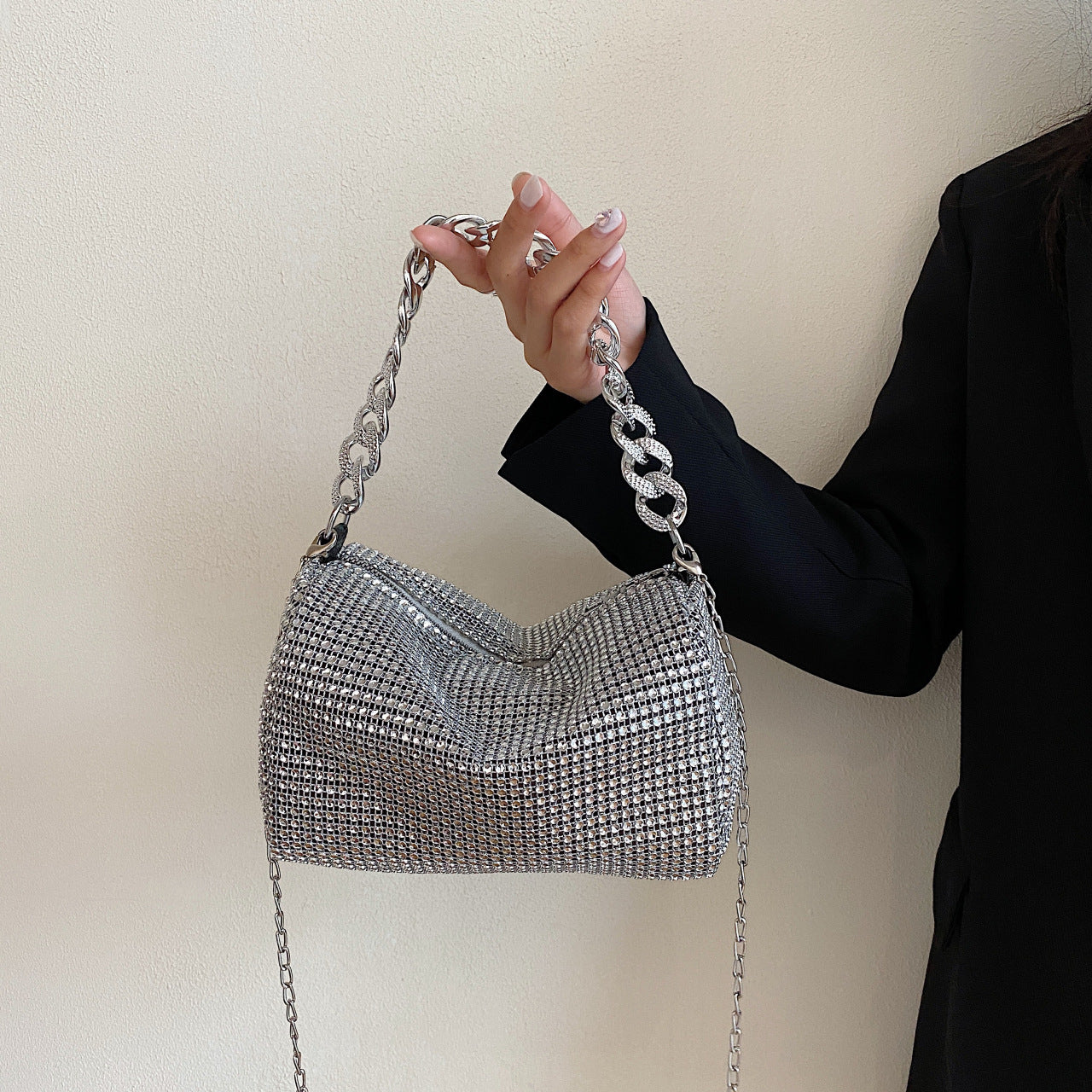 Glitter Shoulder Bag for Women Clutch Bag Underarm Bag Rhinestone Crossbody Bag Evening Bag for Wedding Party Club