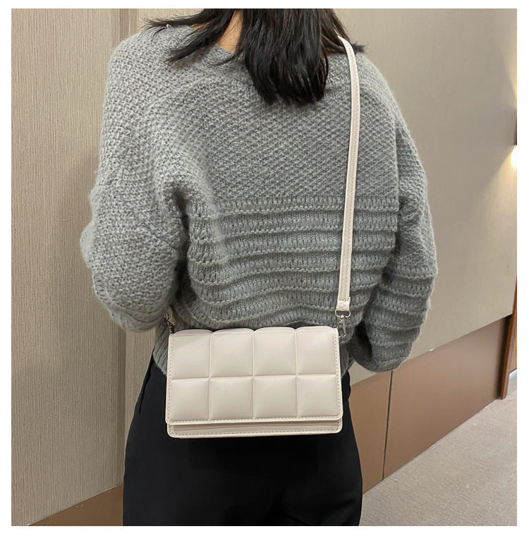 Literary Single-Shoulder Bag Minority Design Grid Plaid Crossbody Bag for Women Pink Bag for Women