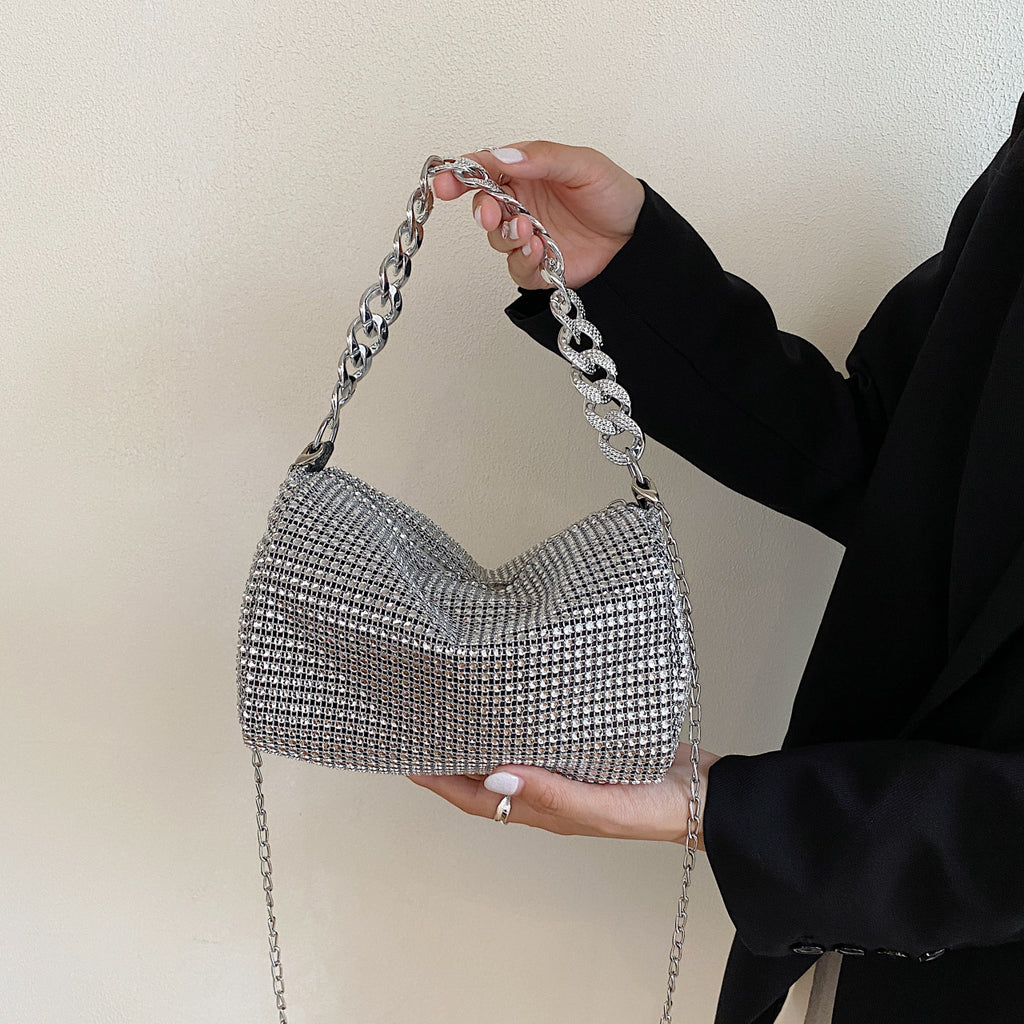 Glitter Shoulder Bag for Women Clutch Bag Underarm Bag Rhinestone Crossbody Bag Evening Bag for Wedding Party Club