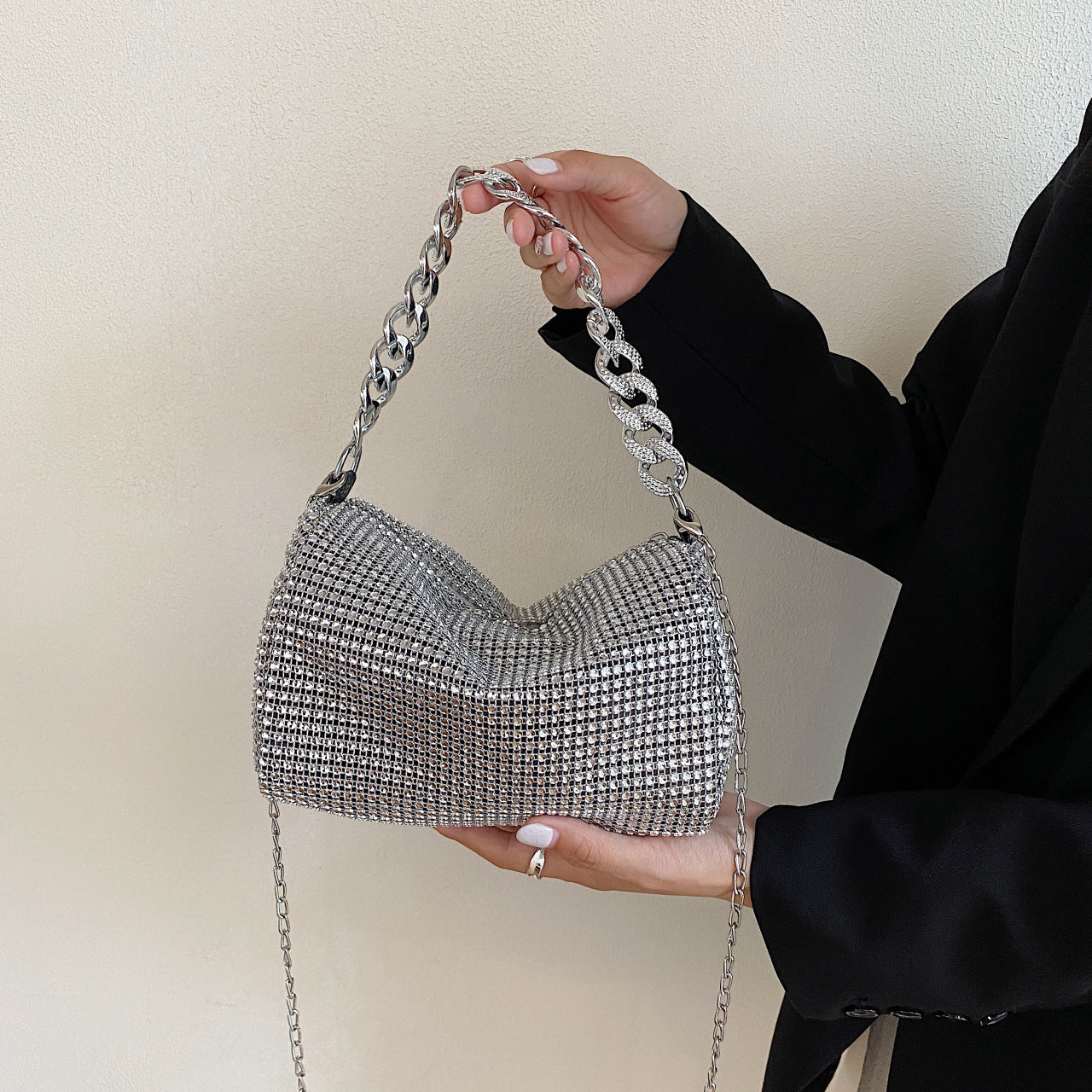 Glitter Shoulder Bag for Women Clutch Bag Underarm Bag Rhinestone Crossbody Bag Evening Bag for Wedding Party Club