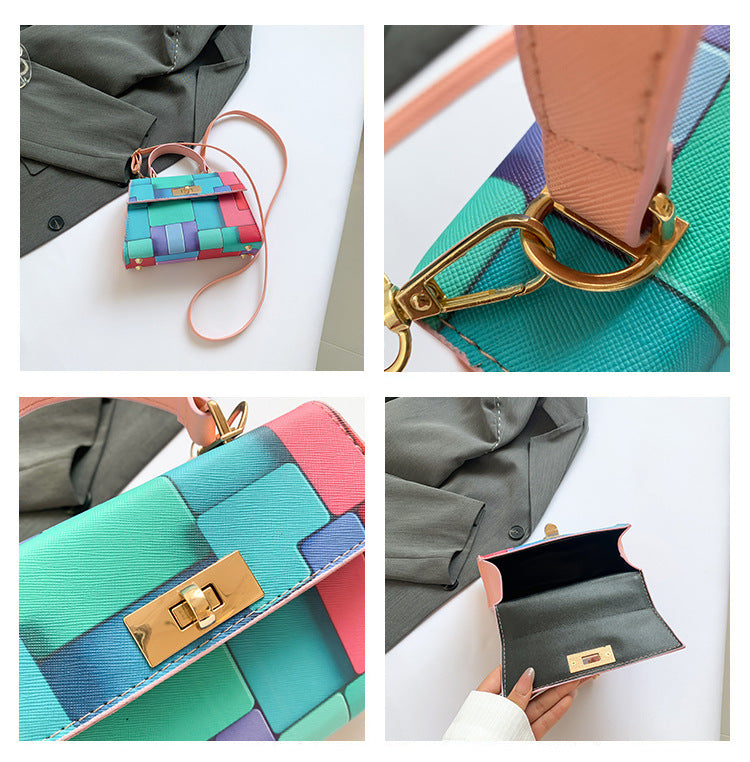 Geometric color blocked handbag, simple and fashionable single shoulder crossbody bag, is an exquisite gift for Thanksgiving, Christmas, New Year, Valentine's Day, Mother's Day or any other holiday or commemorative day