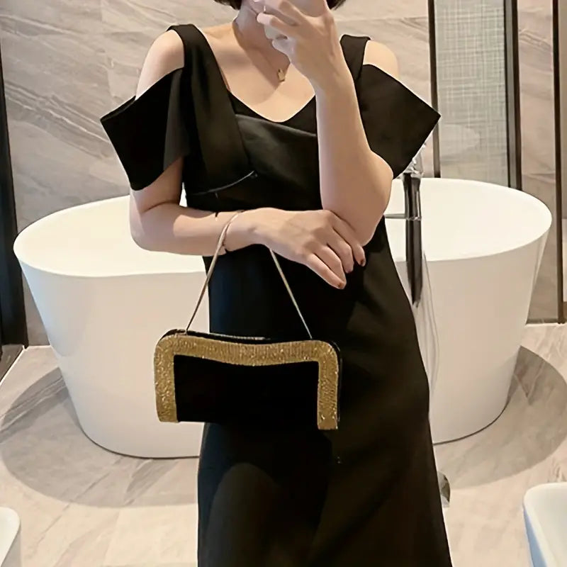 Women Beading Purse Female Clutch Shoulder Bags Party Handbags Velvet Shiny Messenger Bag